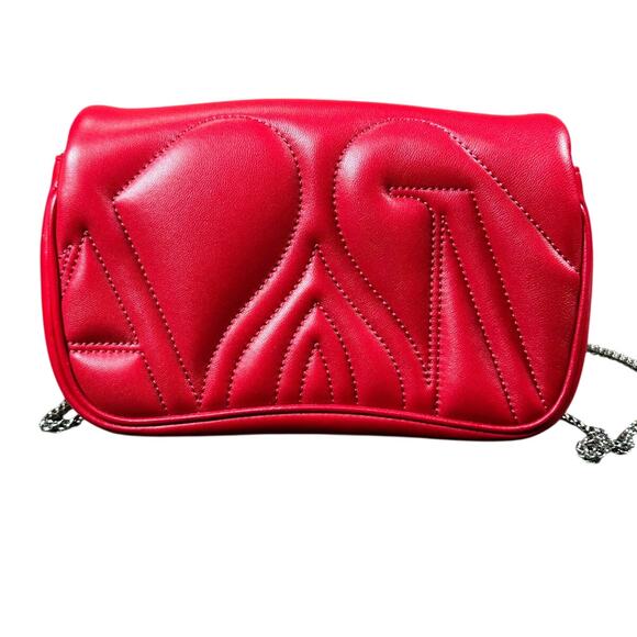 Alexander McQueen Small Seal Bag Blood Red Silver NWT - Picture 3 of 8